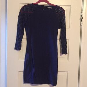 Navy blue dress with sheer sleeves